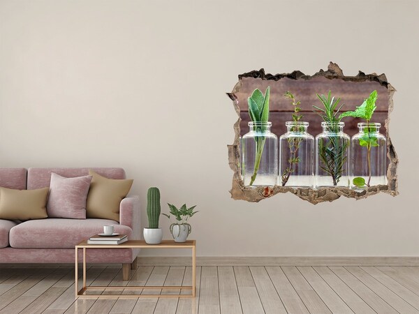 3D wall hole Plants in jars