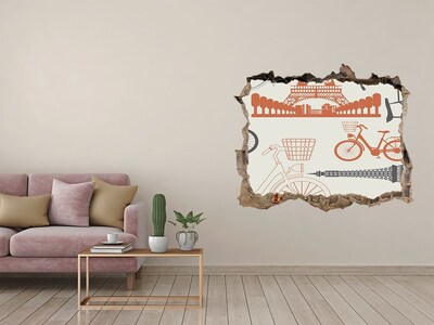 3D wall hole wallpaper Paris in detail