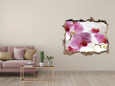 3D wall hole wallpaper Orchid wall mural