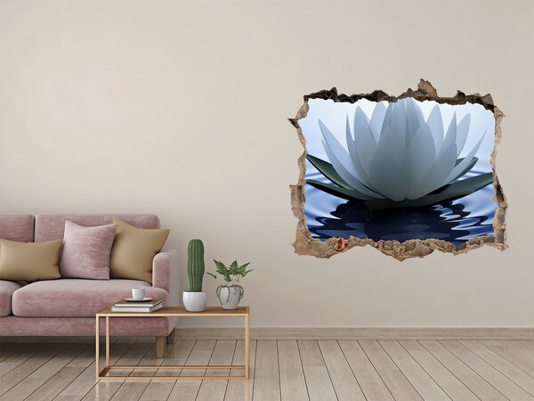 3D wall hole wallpaper Lotus flower on the water