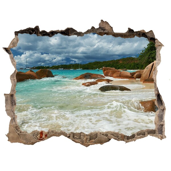 Hole in the wall decal Seychelles beach