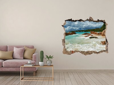 Hole in the wall decal Seychelles beach