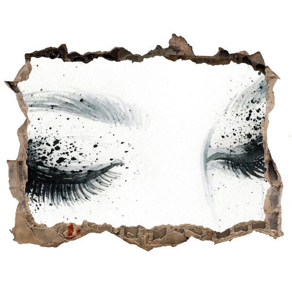 Hole in the wall decal Closed eyes in a hole in the wall