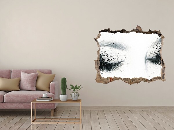 Hole in the wall decal Closed eyes in a hole in the wall