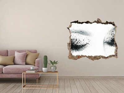 Hole in the wall decal Closed eyes in a hole in the wall