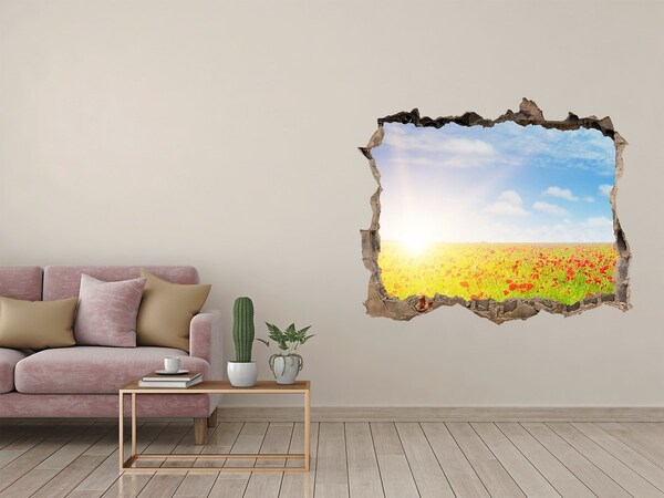 Hole wall sticker Flower meadow in the sunshine