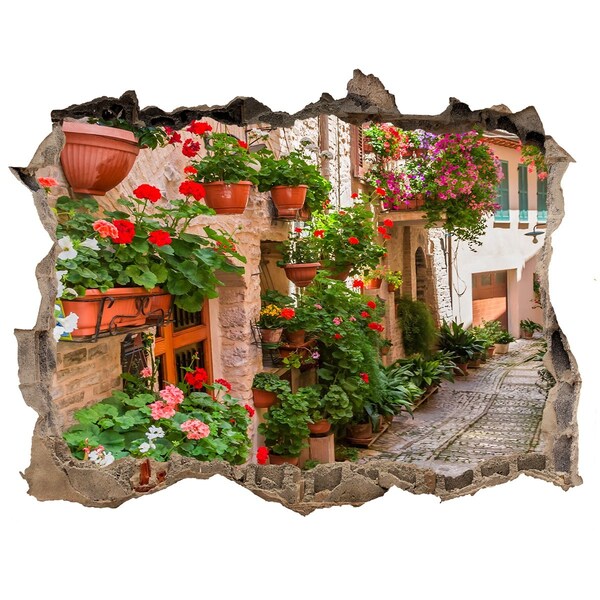 Hole in the wall decal A charming corner with flowers