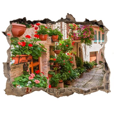 Hole in the wall decal A charming corner with flowers