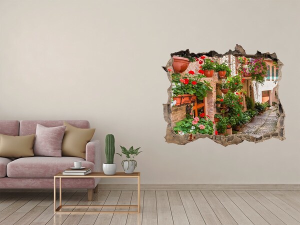Hole in the wall decal A charming corner with flowers