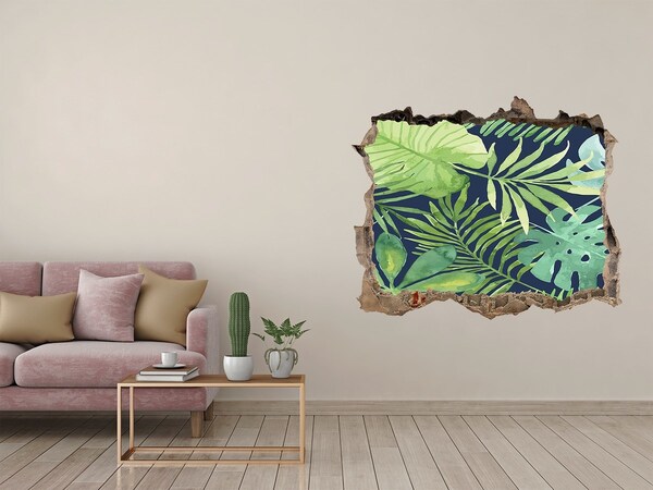 Hole in the wall decal Tropical leaves