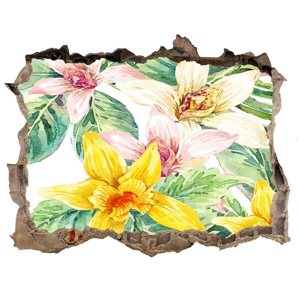 3D wall hole wallpaper Flower garden behind the wall