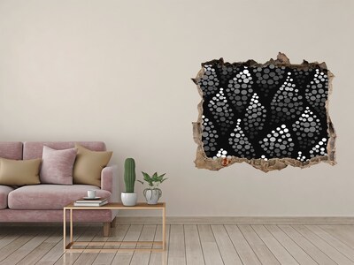 3D wall hole wallpaper Black and white dots