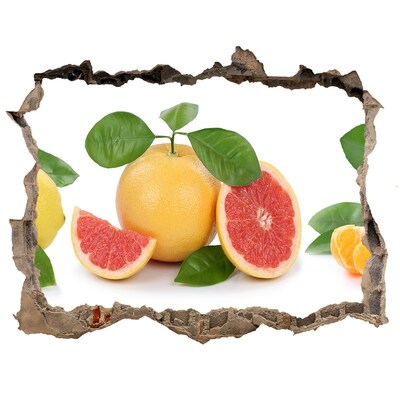 3D wall hole wallpaper Citrus fruits