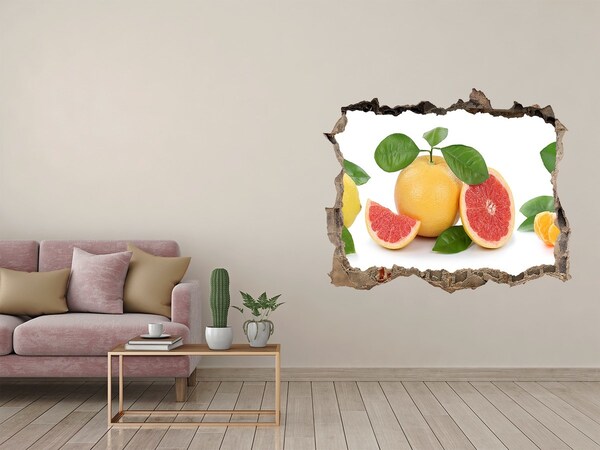 3D wall hole wallpaper Citrus fruits