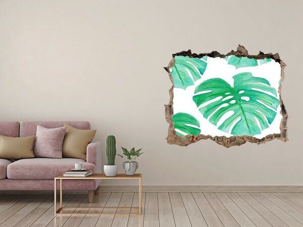 Hole wall sticker Green jungle behind the wall