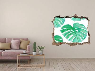 Hole wall sticker Green jungle behind the wall
