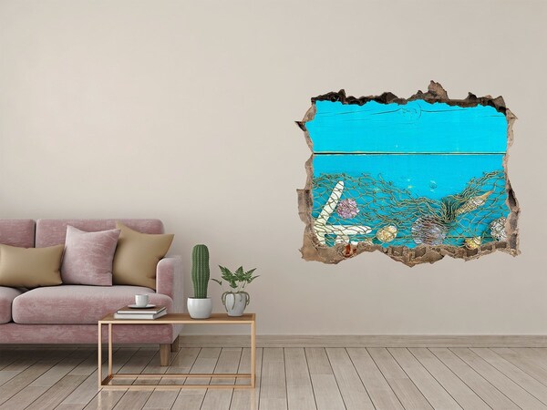 Hole wall sticker The underwater world against the backdrop of the reef