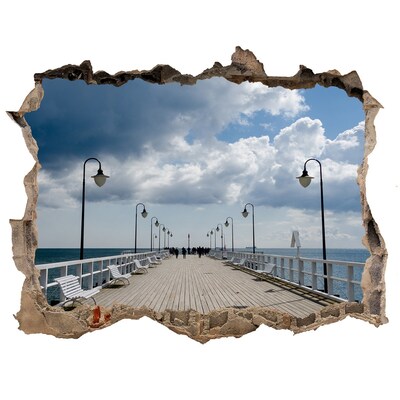 Hole wall sticker Pier by the sea