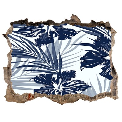 3D wall hole Tropical paradise with flowers