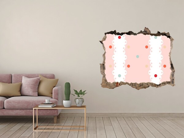 Hole wall sticker Pink wall with dots