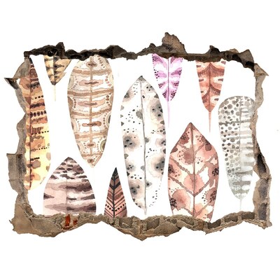 Hole wall sticker Colorful leaves in a hole in the wall