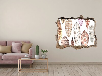 Hole wall sticker Colorful leaves in a hole in the wall