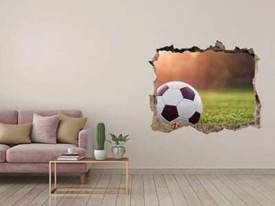 3D wall hole wallpaper Football gate on the pitch