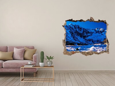3D wall hole Winter cottage in the mountains