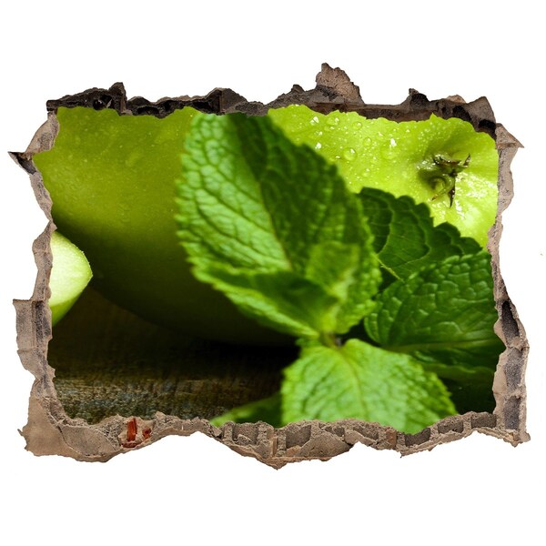 3D wall hole Green apple with mint