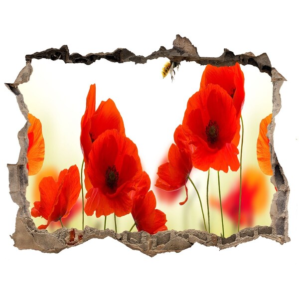 Hole wall sticker Flower paradise with a bee