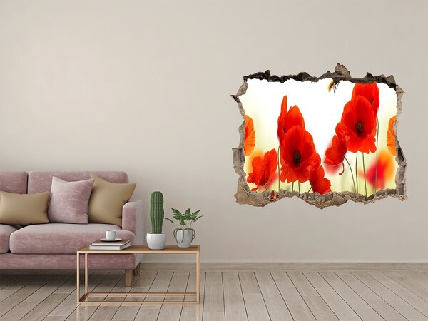 Hole wall sticker Flower paradise with a bee