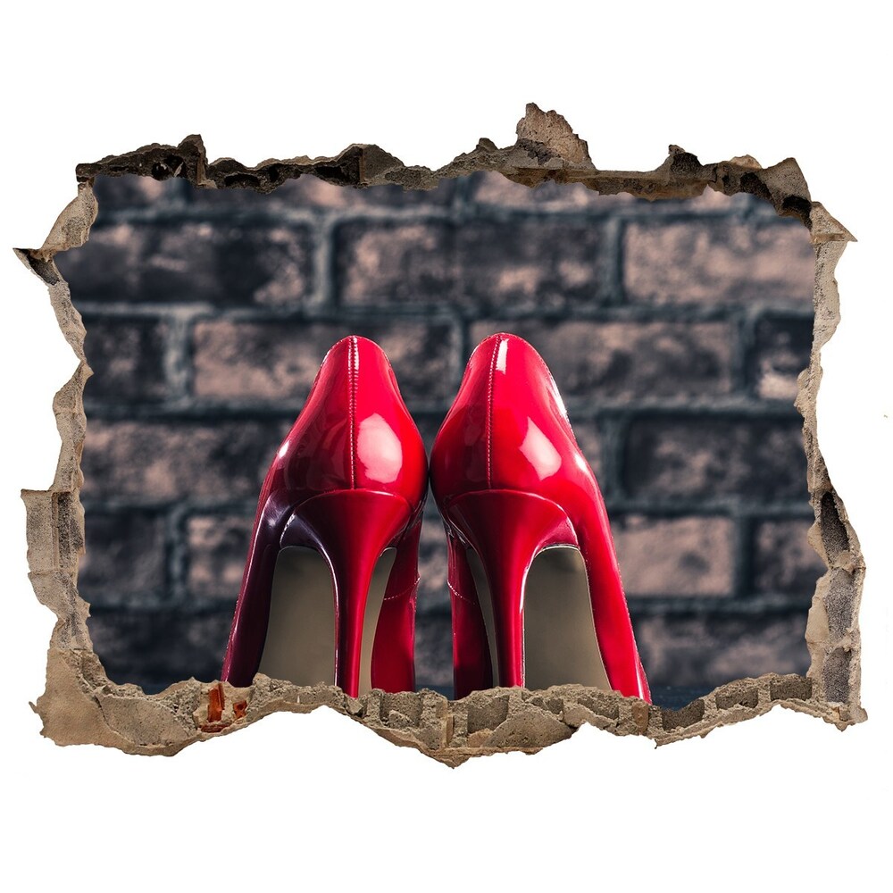 3D wall hole wallpaper Red heels