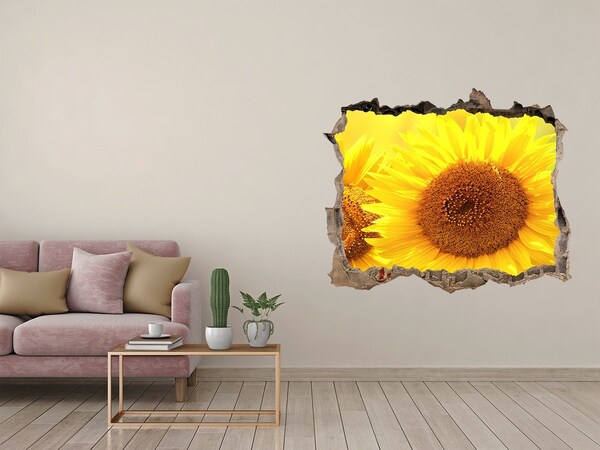 Hole wall sticker Sunflower in concrete