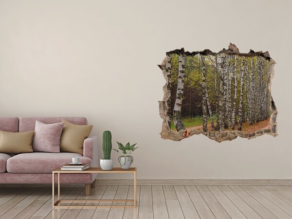 Hole wall sticker Forest alley among birches