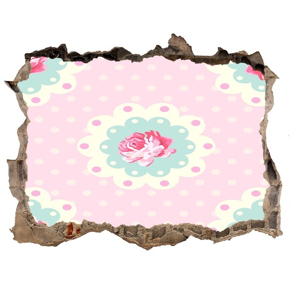 Hole in the wall decal Floral pattern on a pink background