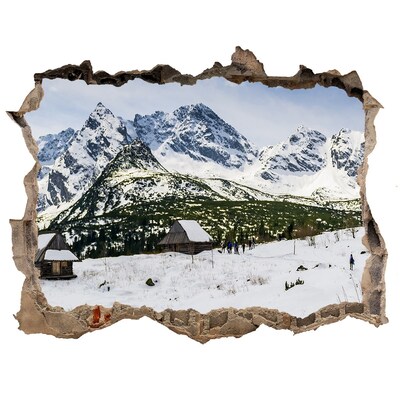 Hole in the wall decal Winter mountain landscape