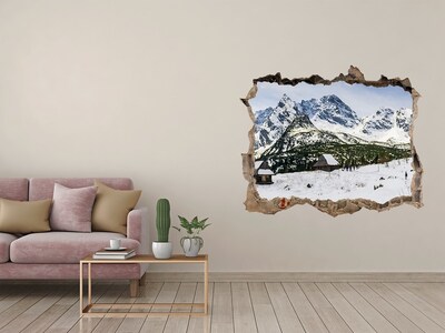 Hole in the wall decal Winter mountain landscape