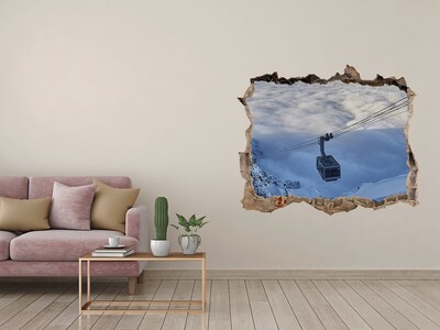Hole in the wall decal Mountain cable car above the clouds