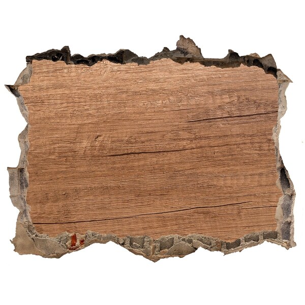 3D wall hole wallpaper A damaged wall with a wooden board