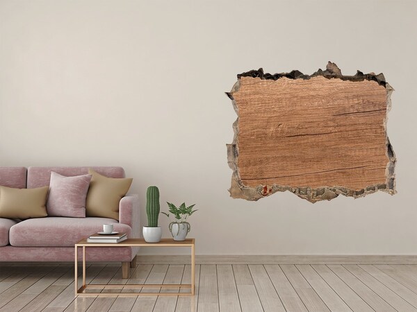 3D wall hole wallpaper A damaged wall with a wooden board