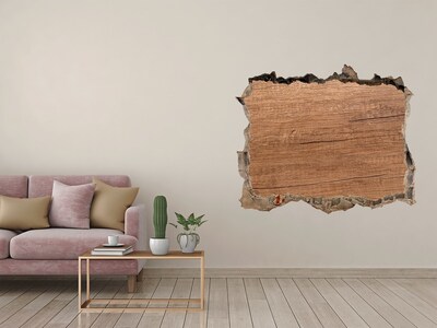 3D wall hole wallpaper A damaged wall with a wooden board