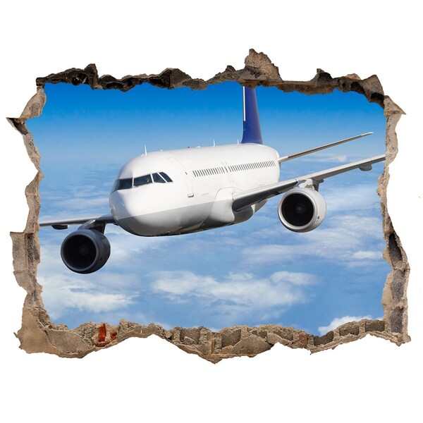 3D wall hole wallpaper Airplane