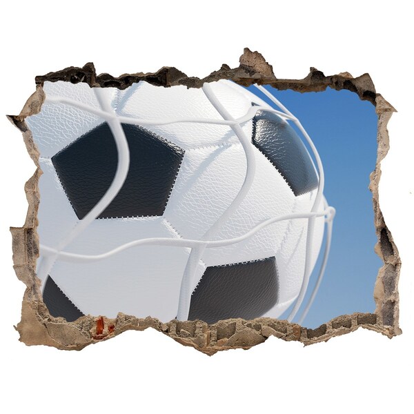 3D wall hole wallpaper Football in flight