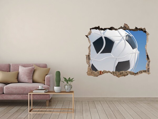 3D wall hole wallpaper Football in flight