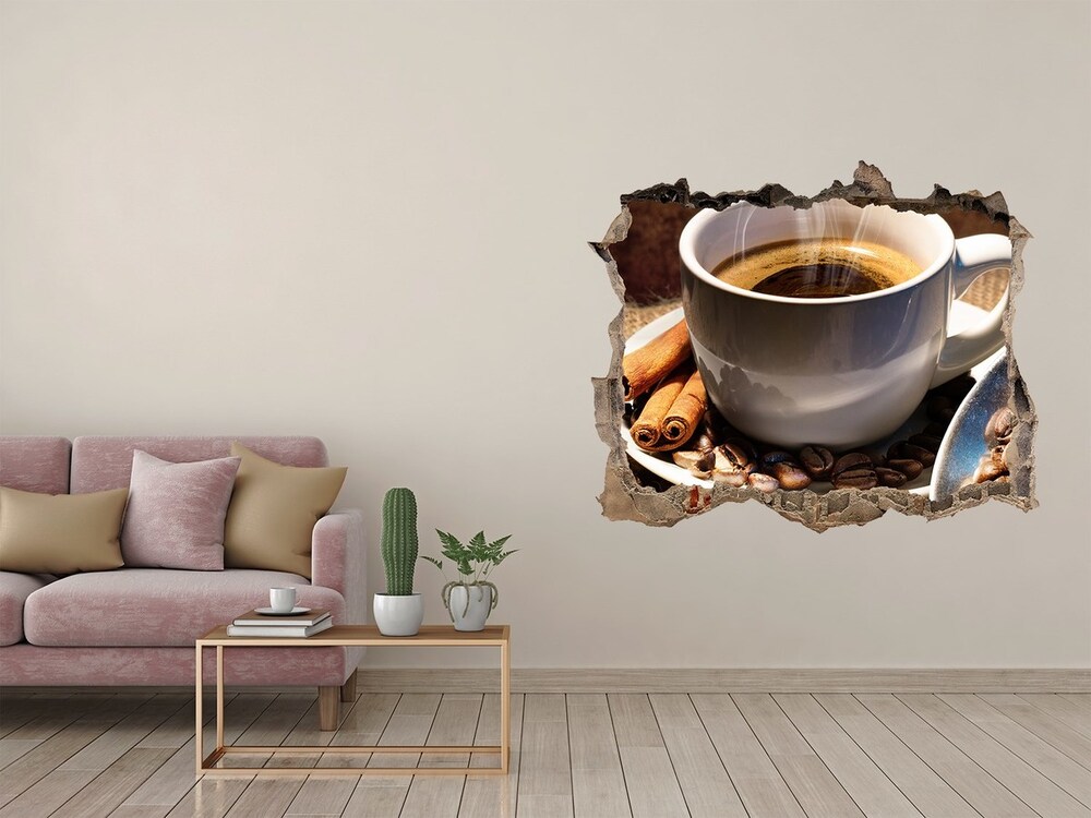 Hole in the wall decal Cup of coffee