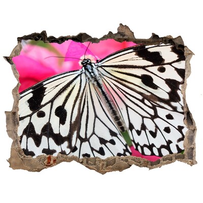 3D wall hole wallpaper Flower butterfly