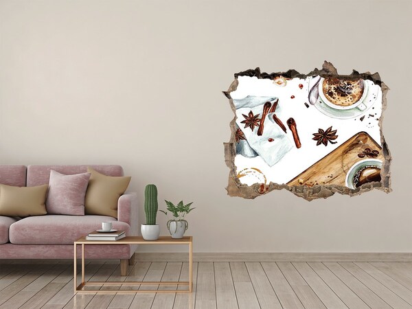 3D wall hole wallpaper Coffee corner with spices