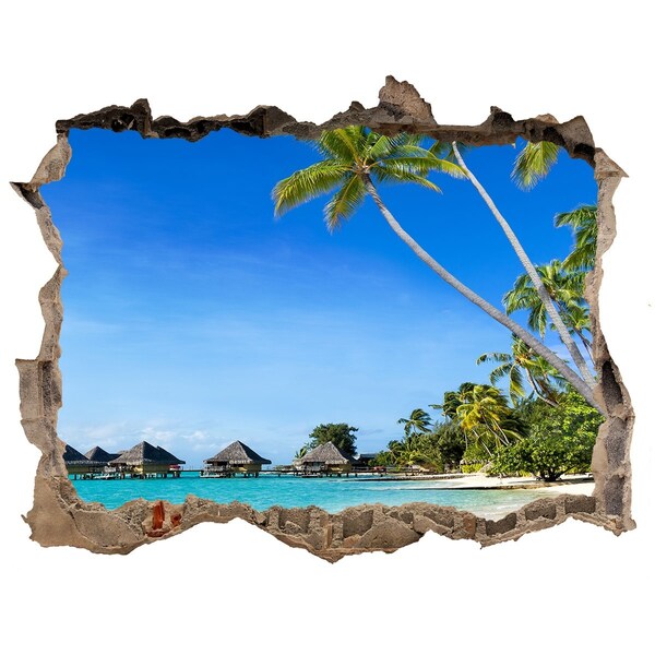 Hole wall sticker Caribbean Beach Through a Hole in the Wall