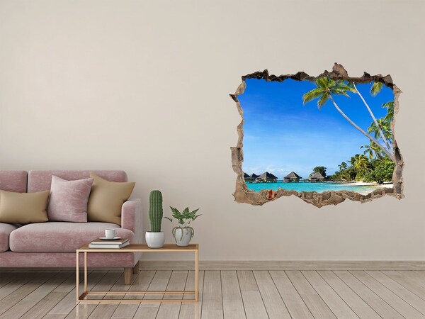 Hole wall sticker Caribbean Beach Through a Hole in the Wall