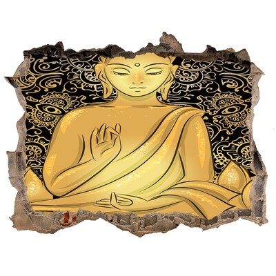 Hole wall sticker Golden Buddha surrounded by a mandala